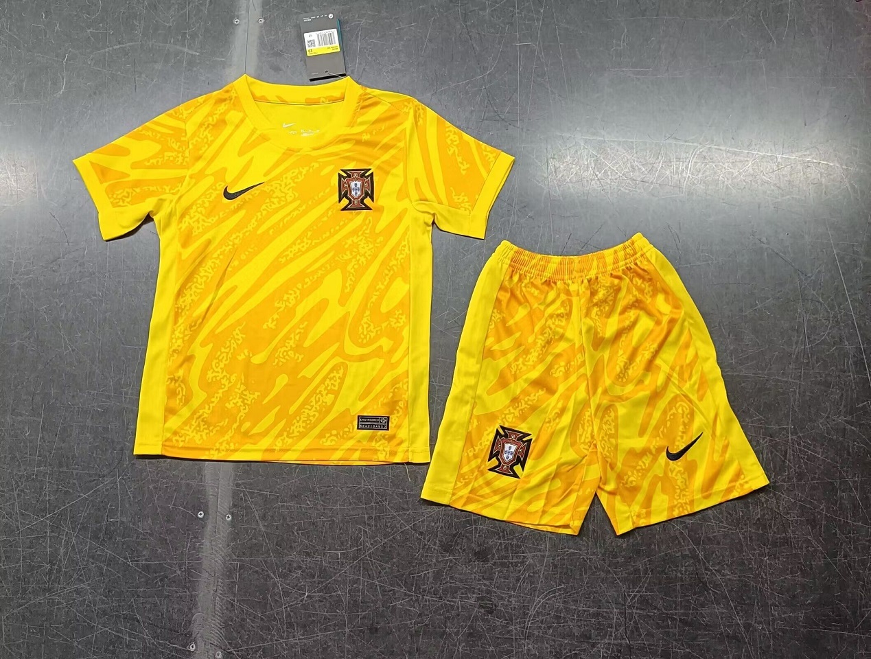 Kids-Portugal 2024 Euro GK Yellow Soccer Jersey